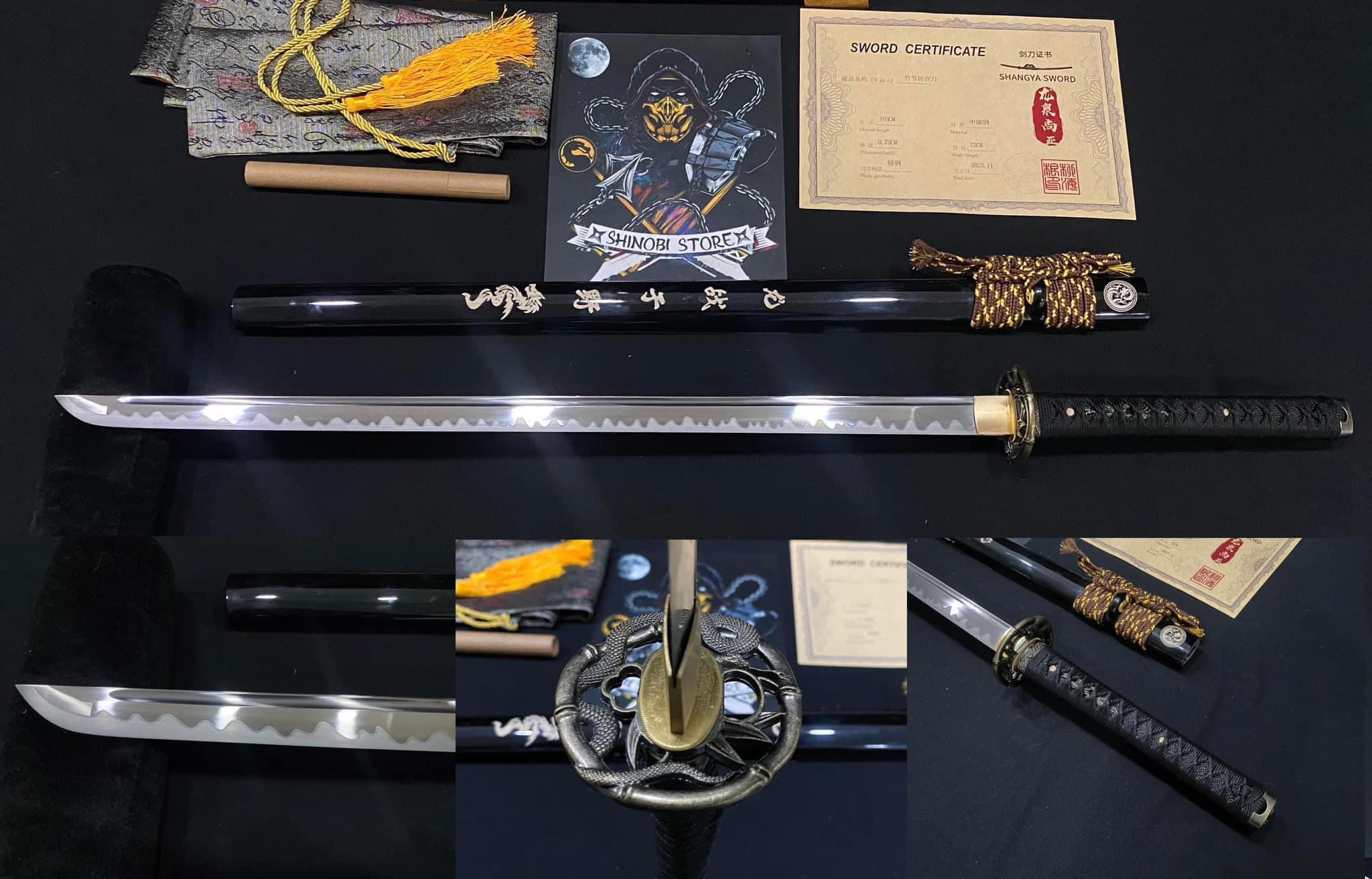 Ninjato thép mangan / hamon mài  [MSP CS 46]